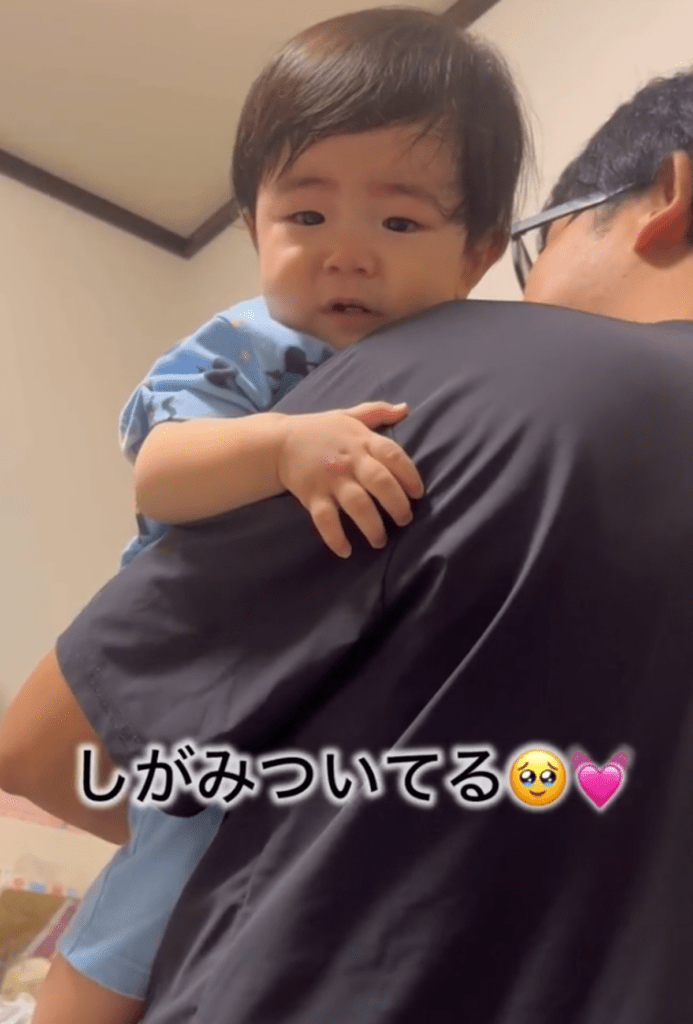 満足そうな息子さん（@6m259さんより提供）