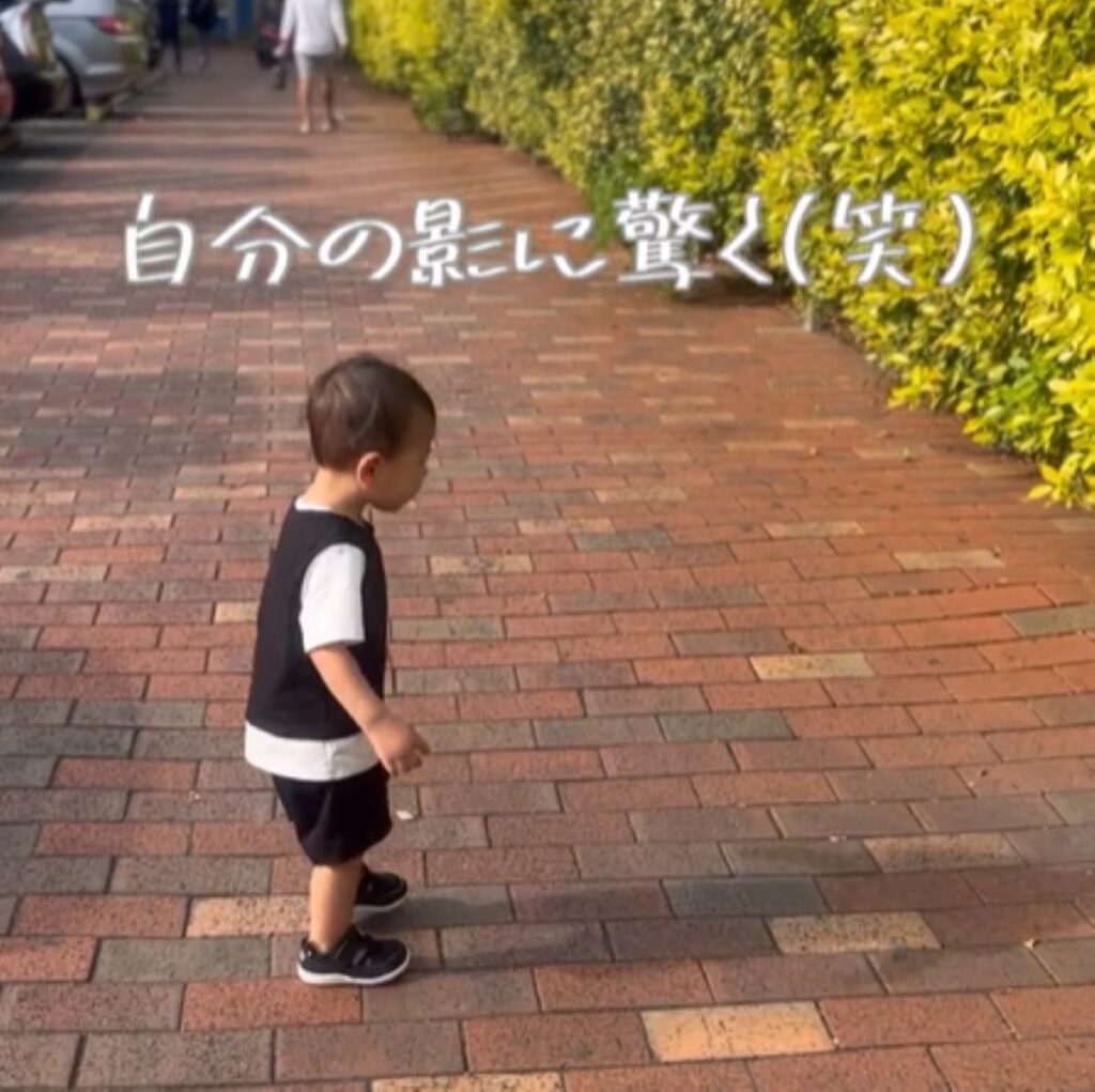 驚いたのは自分の影（＠mitarashi_babyさんより提供）