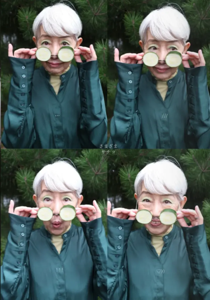 野菜メガネでおどける（@_sachiko79_さんより提供）