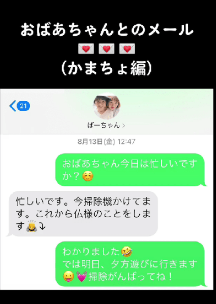 忙しくて塩対応気味なおばあちゃん（@cyocobi2さんより提供）