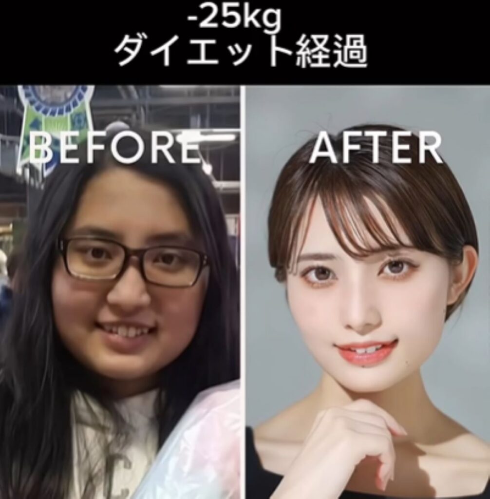－25kgダイエット経過（＠nako_12_enさんより提供）