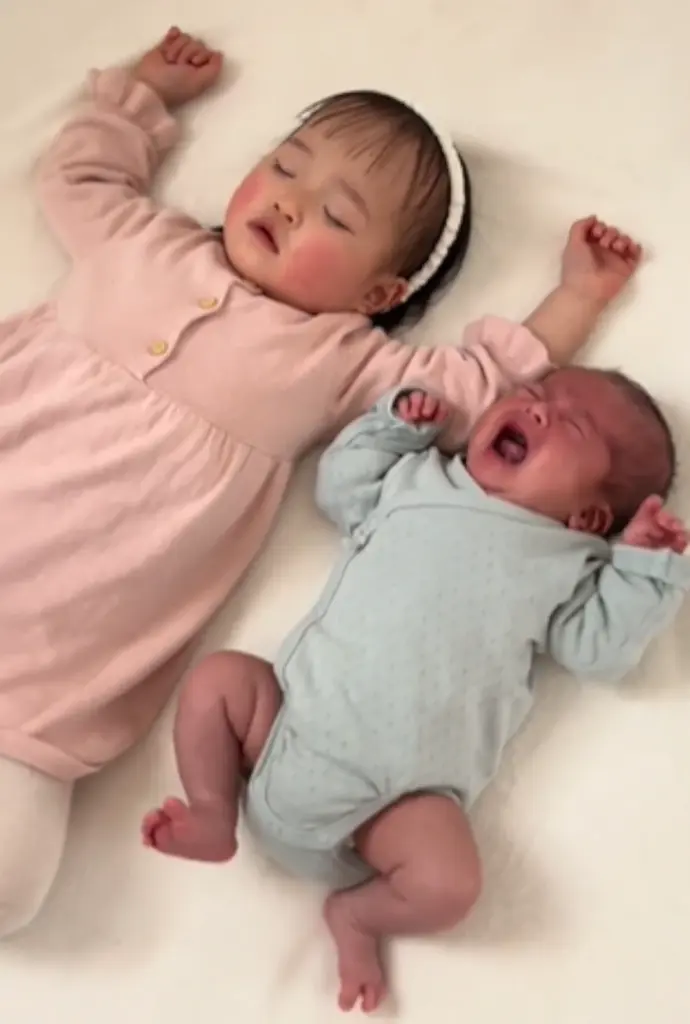 大泣き中の弟くんと爆睡中のお姉ちゃん（@_mi.25k_さんより提供）