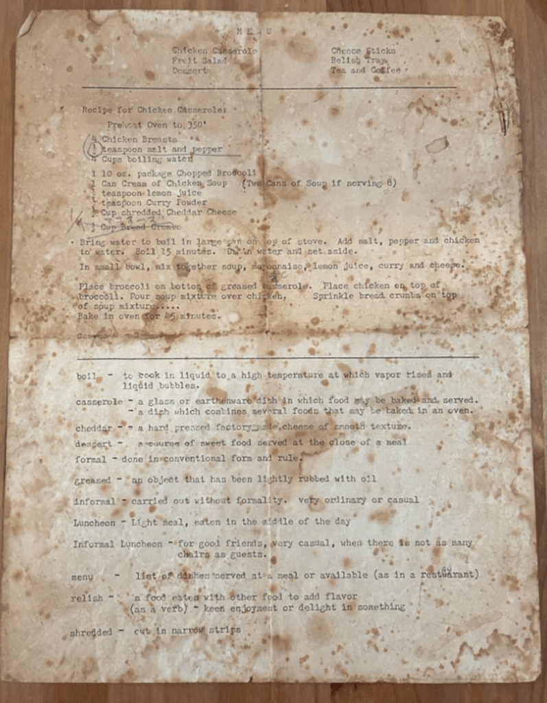 母から送られてきたレシピ（@inukai1101さんより提供）