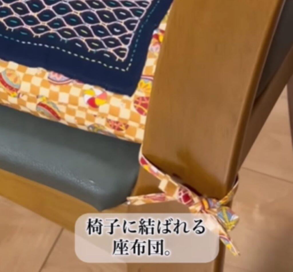椅子に結ばれる座布団（＠eri_no_suさんより提供）