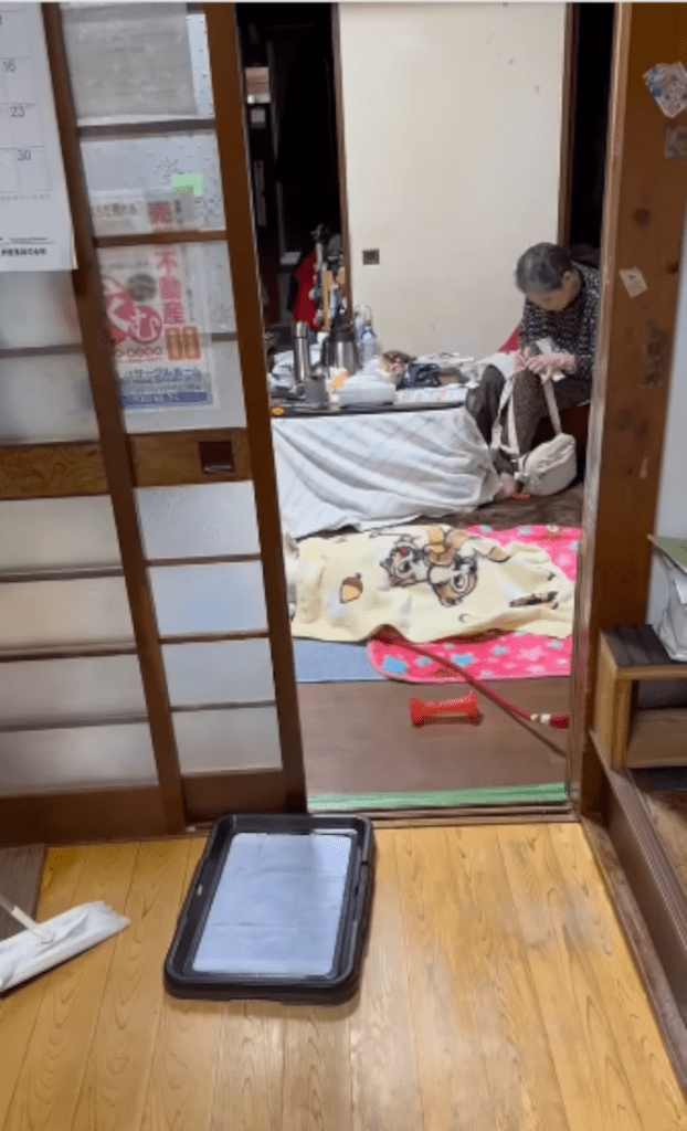 布団が敷いてあるのが見えるじいじとばあばの部屋（@corochan2021さんより提供）