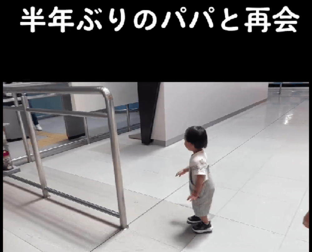 パパさんに気づいた息子さん（@yumie548さんより提供）