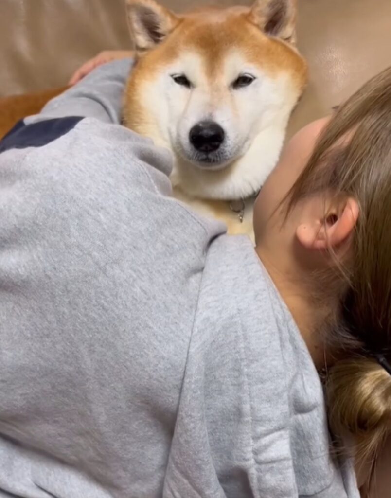 抱っこされる福くん（＠happinessboy0104さんより提供）