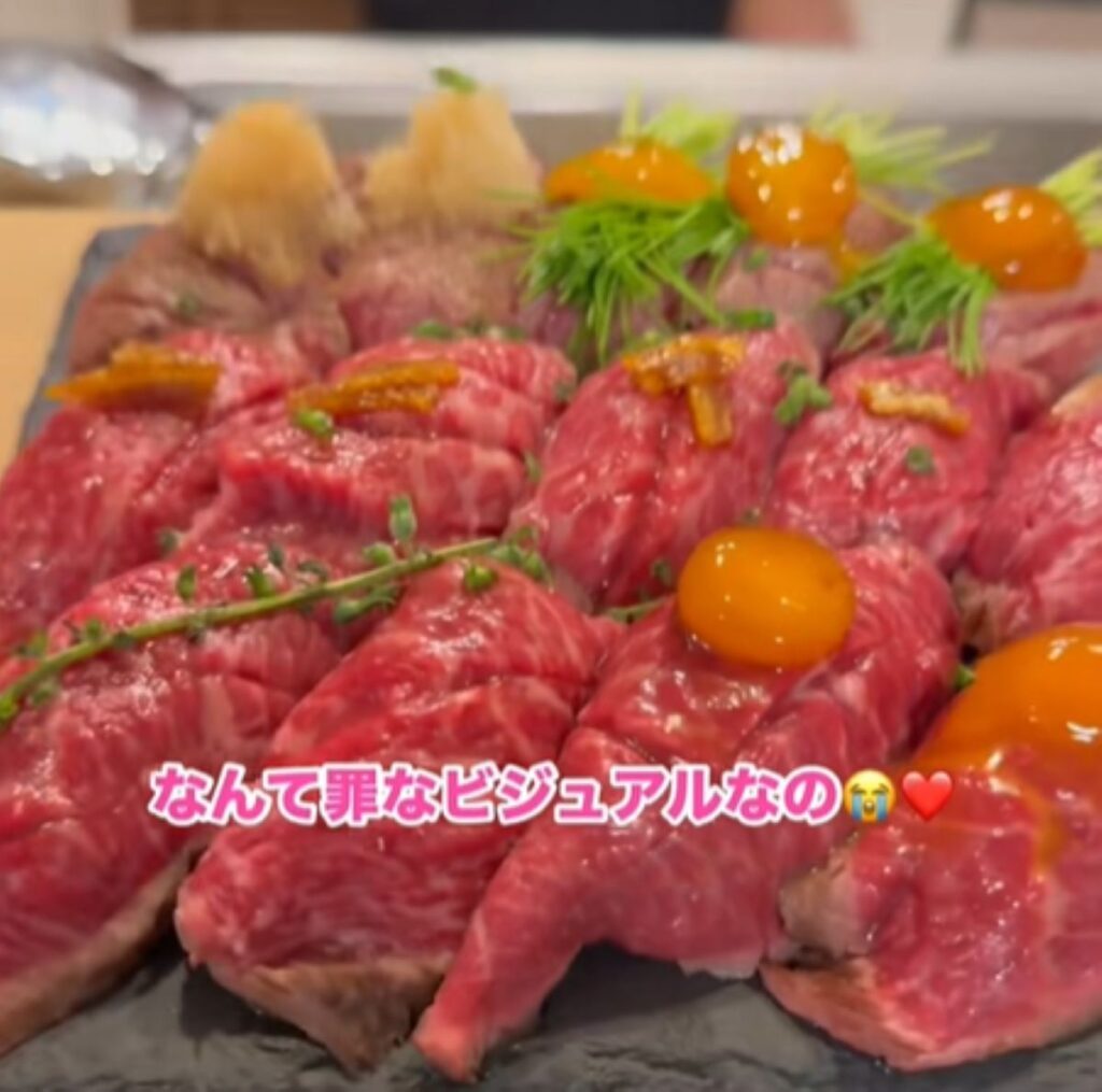 おいしそうな肉寿司（＠goooda0さんより提供）