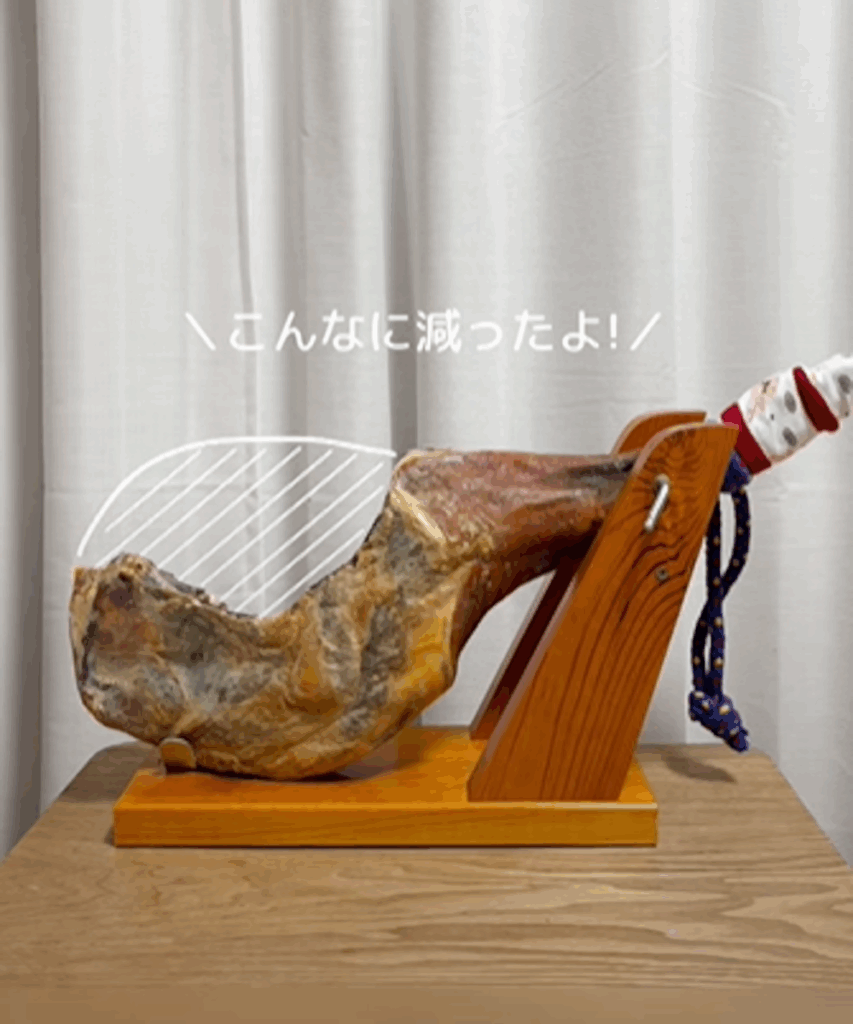 3ヶ月後の生ハム原木（@kuishinbo_teteさんより提供）