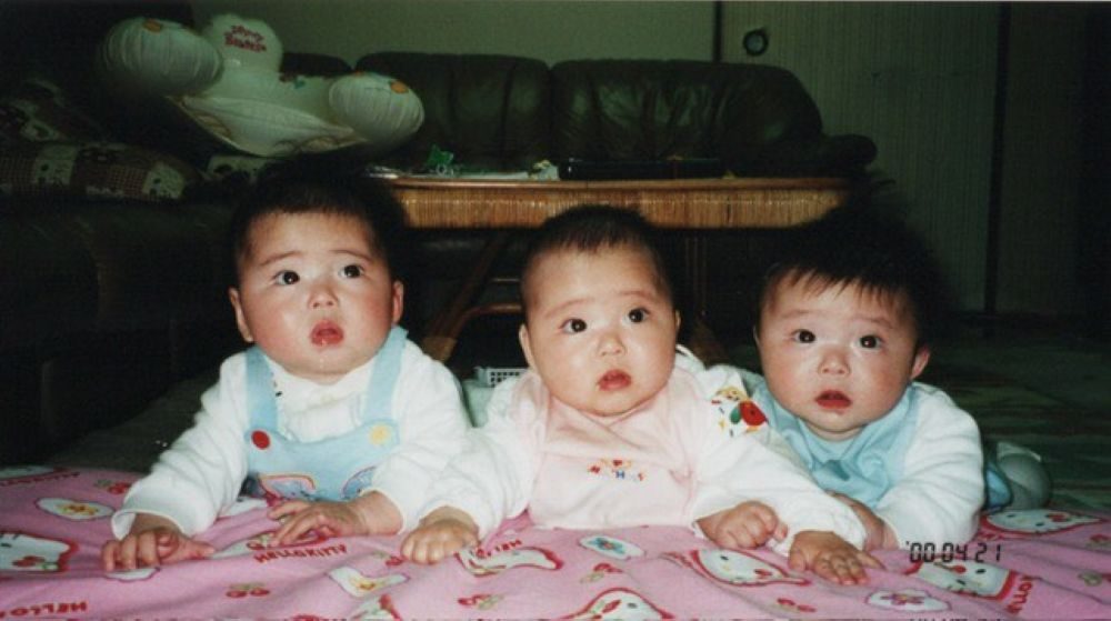 同じ表情の三つ子（＠dmt35.mimiさんより提供）