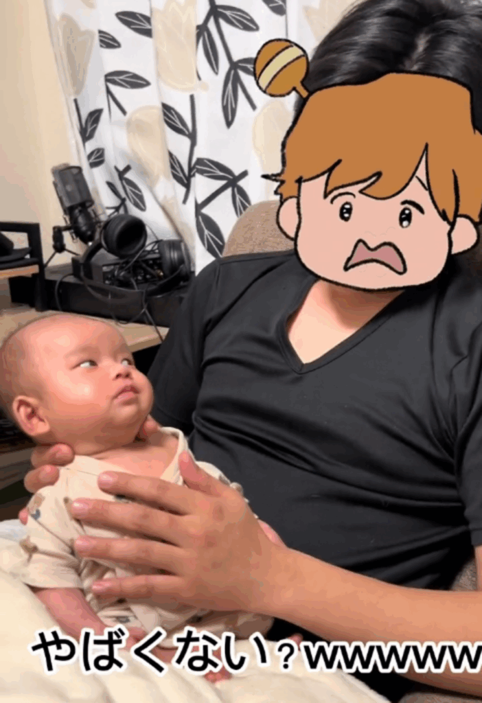 笑いが止まらないママさん（@pakipoteさんより提供）