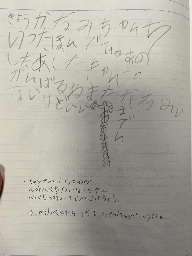 「あしたきゃんぷがんばるね」（@adcknm_717さんより提供）