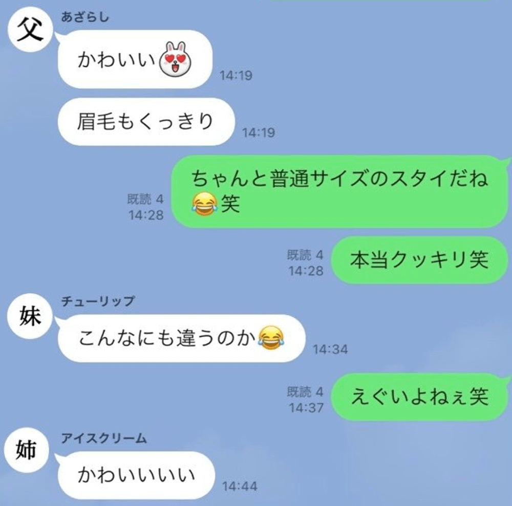 家族LINEのやりとり⑥（投稿者さんから提供）