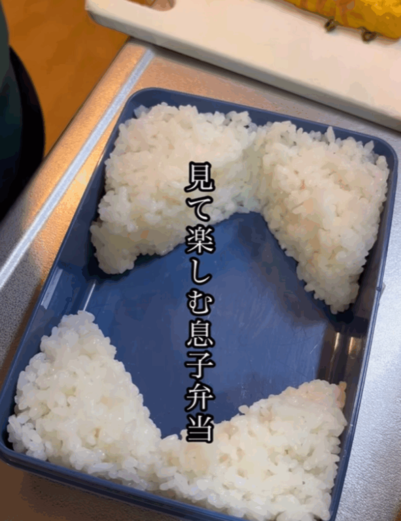 斬新なご飯の詰め方！（@obento.786さんより提供）