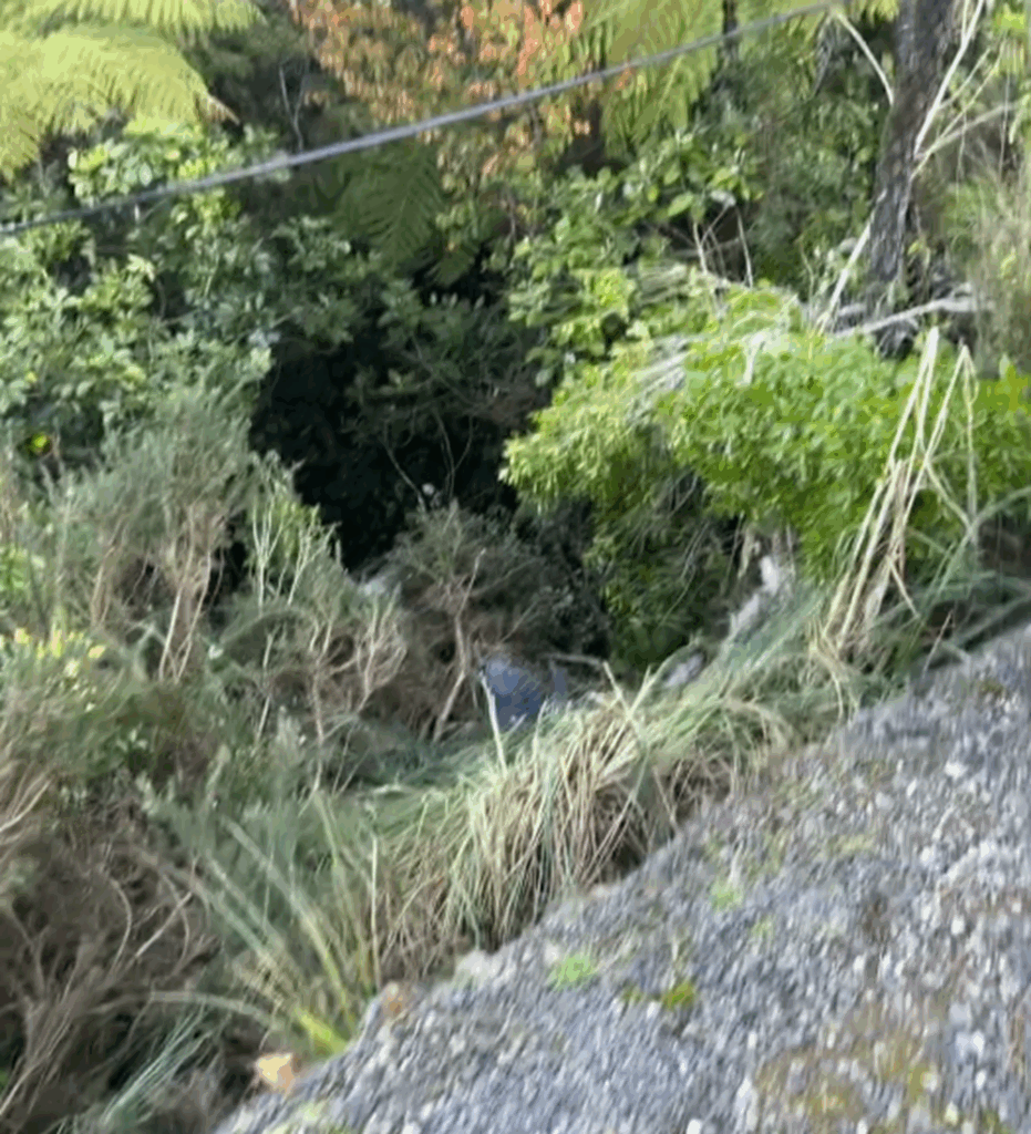 車ごと崖から落下（＠gongqiyao0414さんより提供）