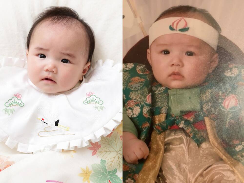 娘さんとパパさんの100日祝い（@__maru0122さんより提供）