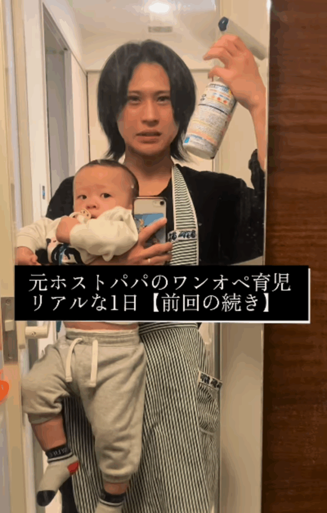 パパさんのワンオペ育児（@umi_kotetsuさんより提供）
