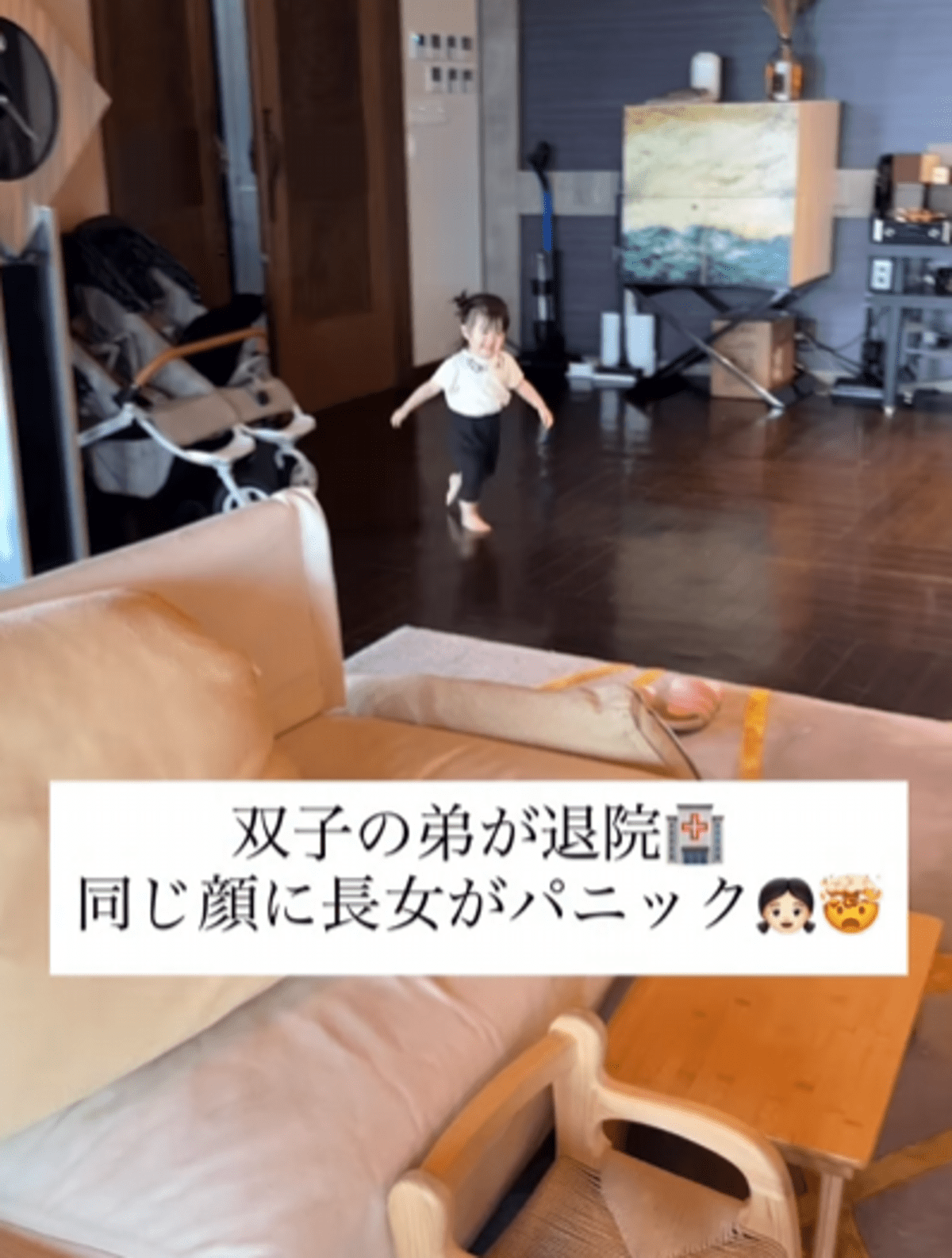 双子の弟を待つ1歳のお姉ちゃん。初めて弟と会った時の様子に「2度見かわいすぎ」「リアクションさいこー」