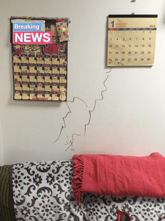 長男さんが小さい頃に描いてしまった壁の落書き（＠SAKIDIY1さんより提供）