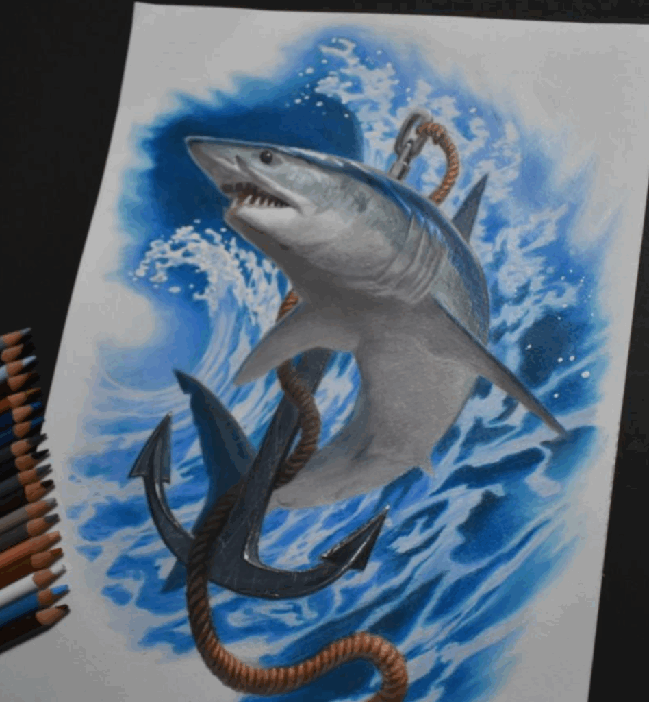 投稿者さんが色鉛筆で描いた過去の絵①（@yokkikuroboshi1さんより提供）