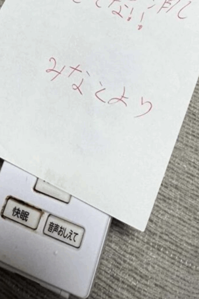 息子さんが書いたメモ（＠yonekawashotaさんより提供）