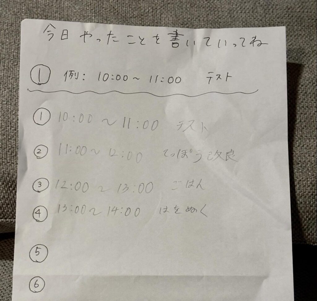 娘さんの1日（＠koharu_hiyori_2020さんより提供）