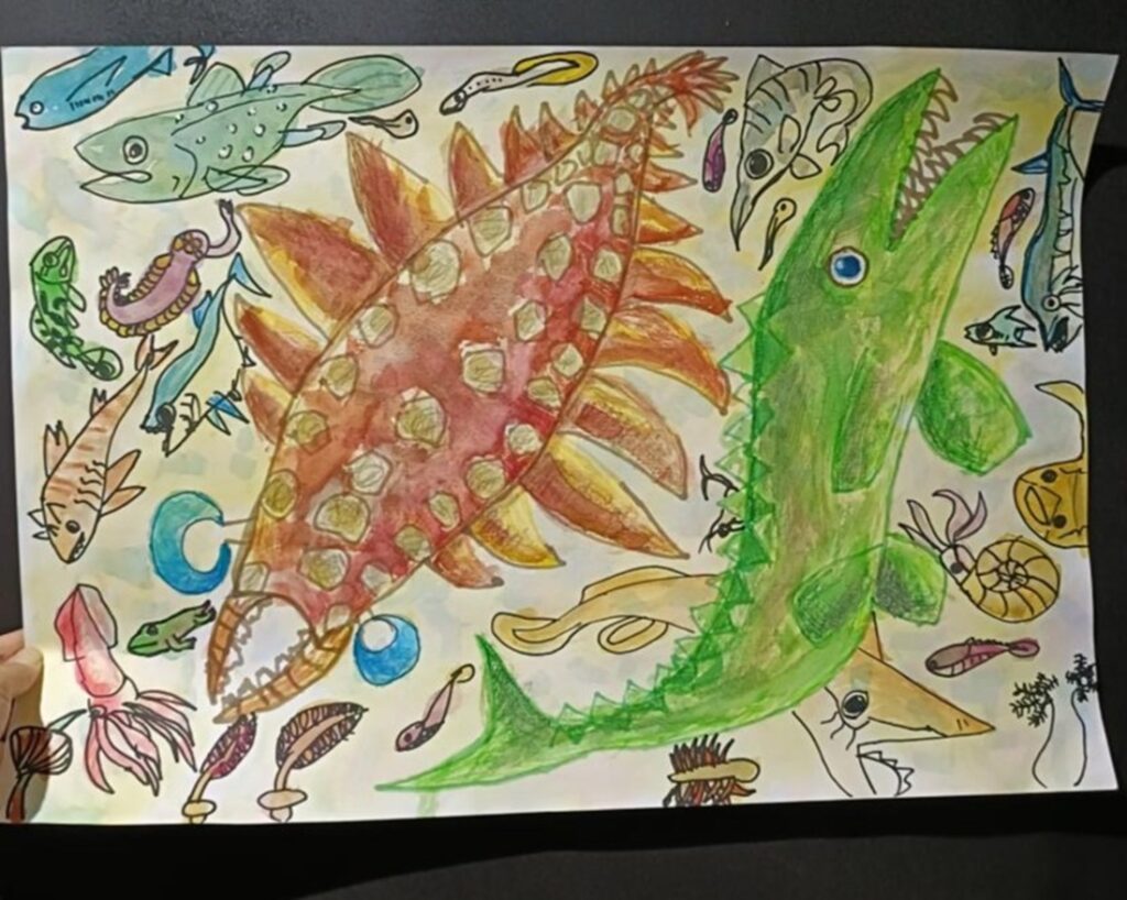 7歳になるとこんなに複雑な絵も描けるように5歳の頃に描いた絵（＠osakana.harukunさんより提供）