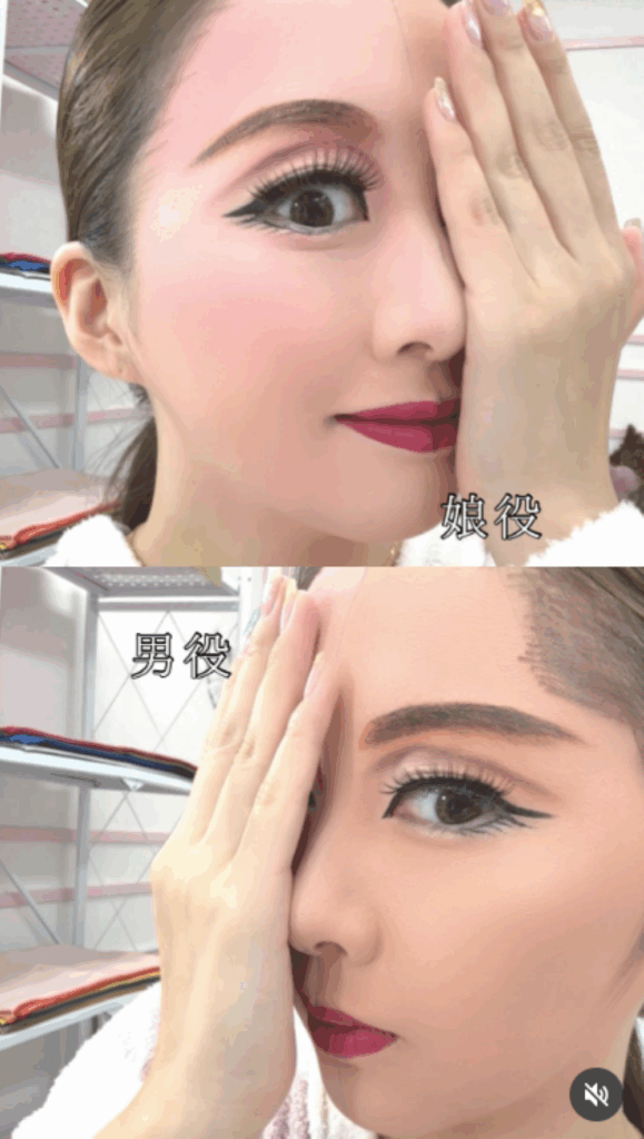 完成した半顔メイク（＠saaya_hanashiroさんより提供）