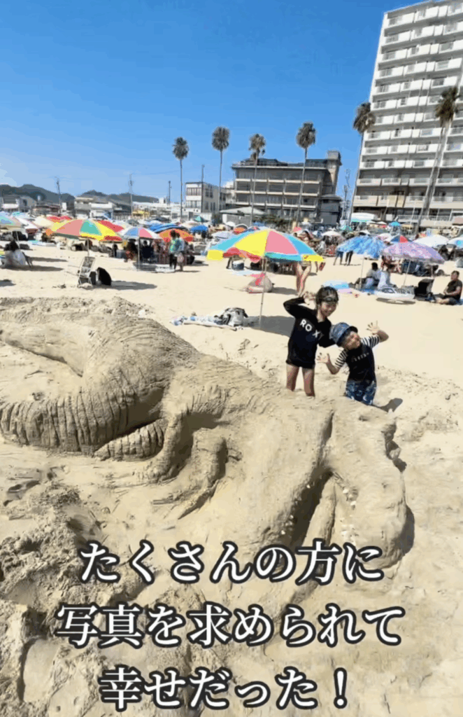 ビーチに訪れるたくさんの人に幸せを運んでいますね（@yoshida_bachiyubiさんより提供）