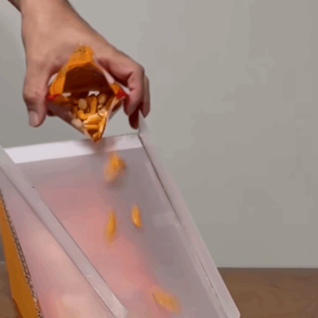 上から柿ピーを入れると…（@shirasu777mikanさんより提供）