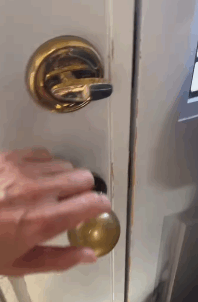 玄関に出ようとすると…（@bar_laughtale.hinaさんより提供）