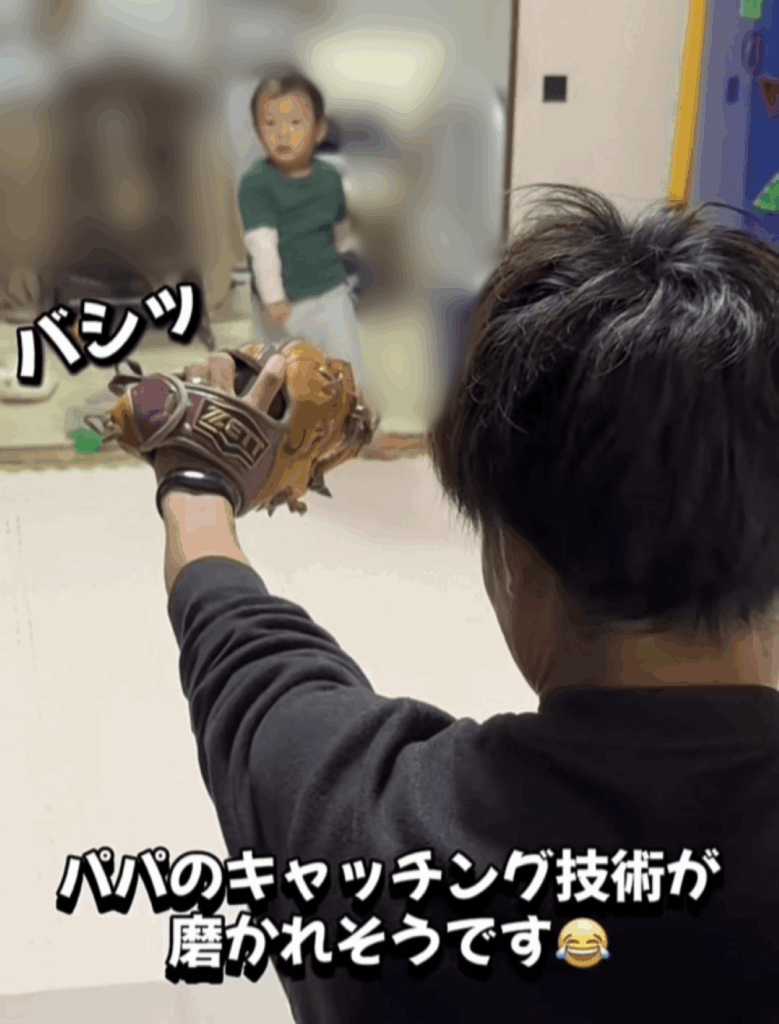 パパさんのキャッチング技術も磨かれる？（@rento_1021さんより提供）