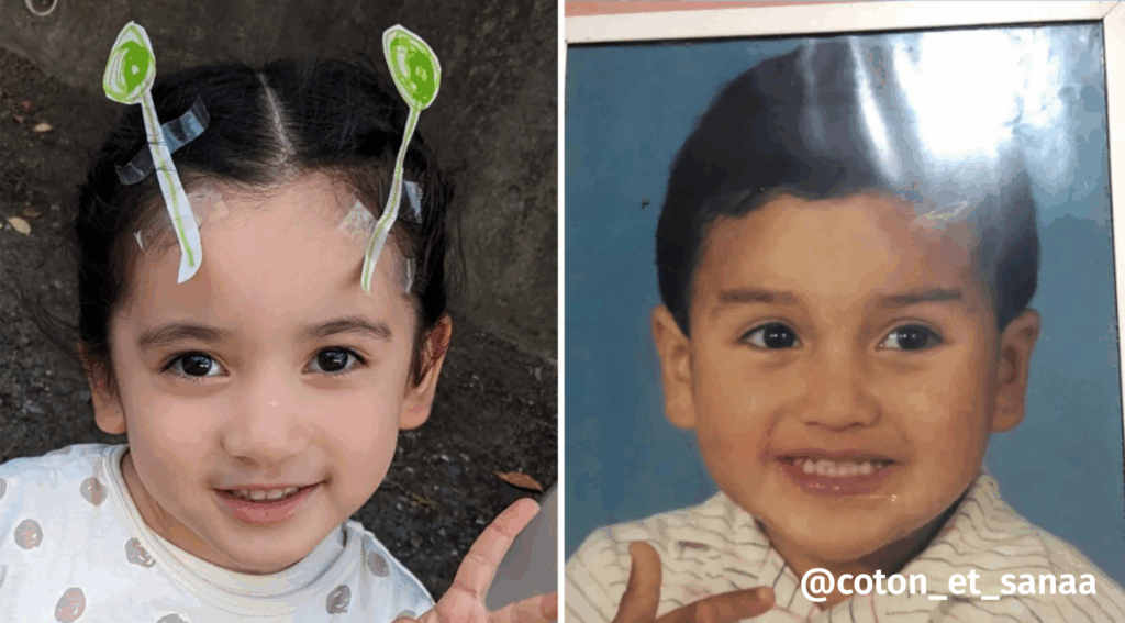 4歳の頃の娘さんとパパさん（＠coton_et_sanaaさんより提供）