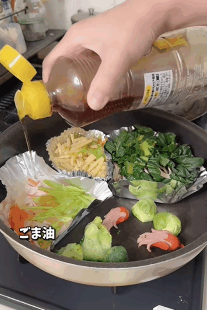 フライパンを効率活用（＠onigawara.otakaさんより提供）