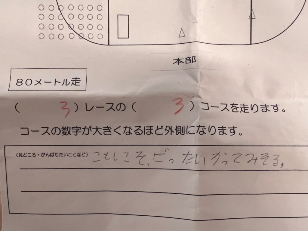 娘さんが書いた目標（＠jelly_be.6さんより提供）