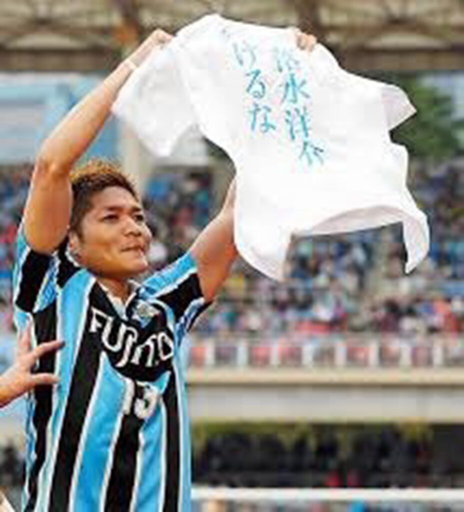 サッカー選手のパフォーマンス（落水さんより提供）