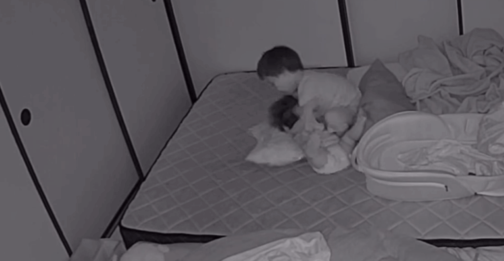 枕を直す様子（＠aifu_ri03さんより提供）