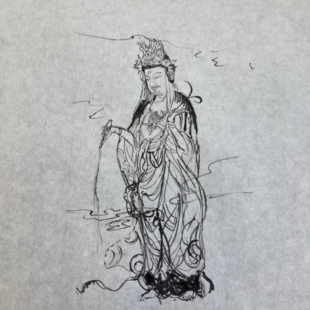 筆ならしとして描かれた観音様（＠aiaratanozomuさんより提供）