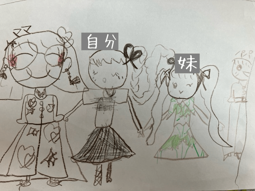 娘さんが描いた家族の絵（＠uetariumさんより提供）