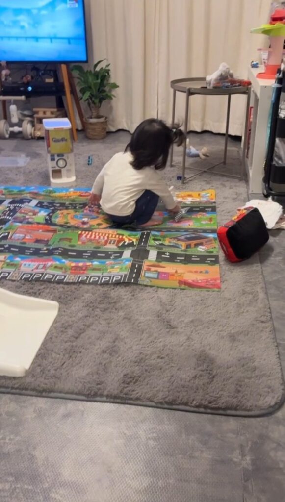 その後、大好きなごぼうを車のように走らせていた（@aaa.akane1さんより提供）