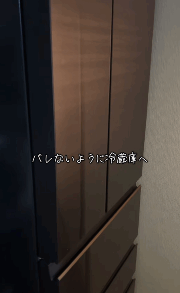 バレないように冷蔵庫へ（＠aka.ultraman1さんより提供）