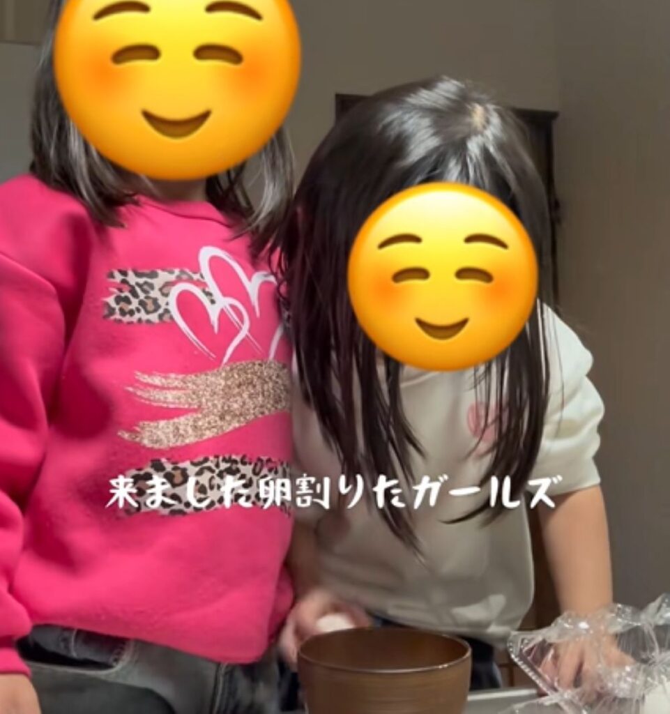 手伝いに来た双子の娘さんたち（＠khsa0806さんより提供）
