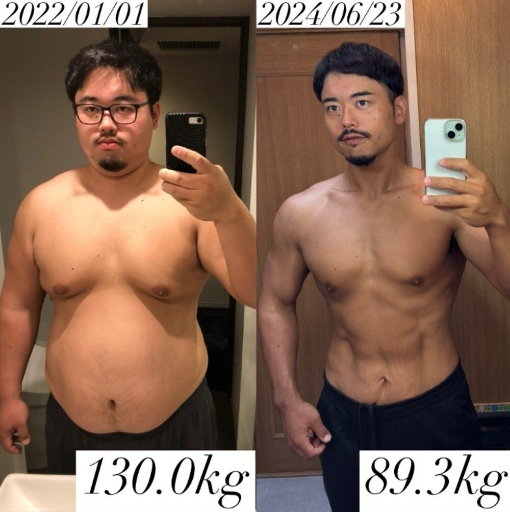 減量前と後②（＠rebound_traineeさんより提供）