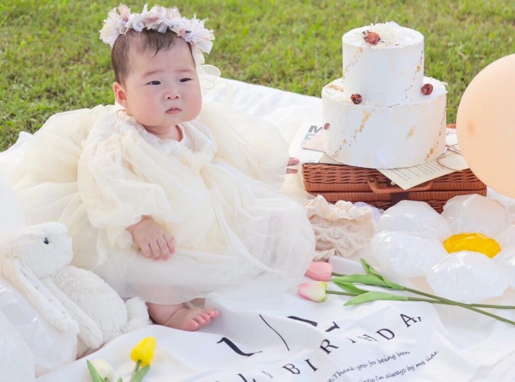 生後6ヶ月当時の娘さん①（＠chanpii_o0さんより提供）