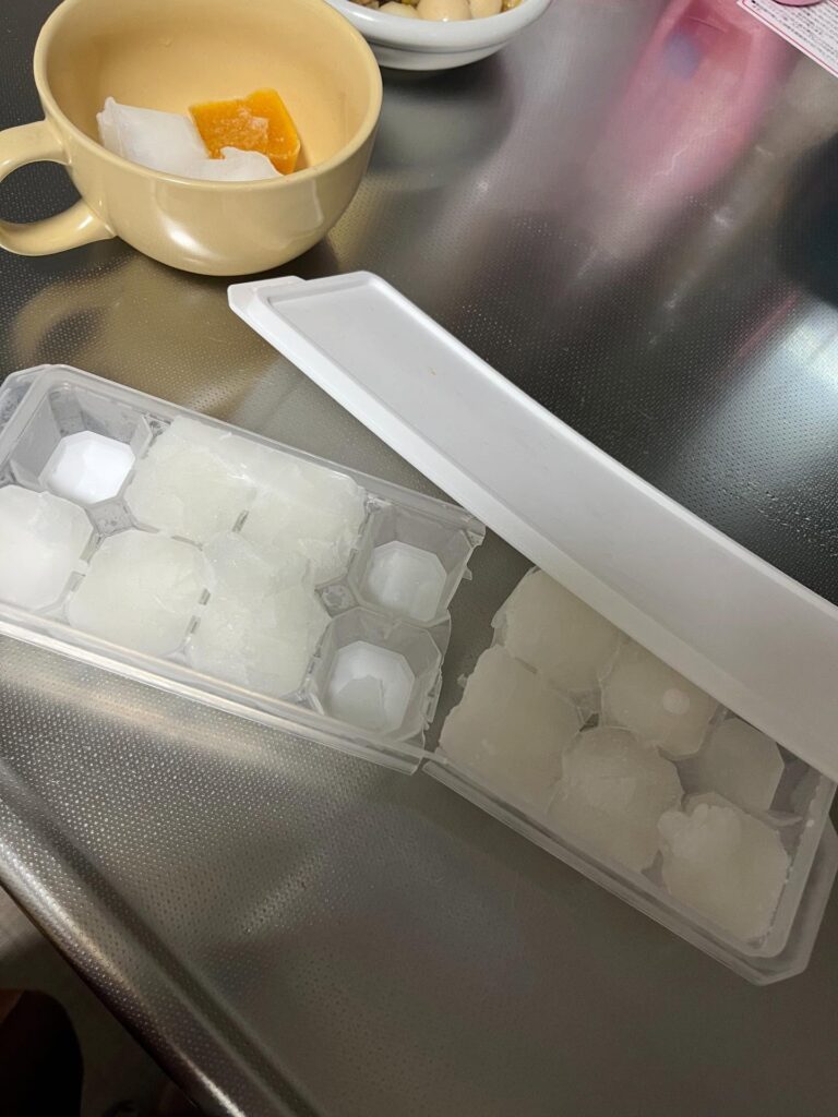 割れた製氷容器（＠ayano.kuuさんより提供）