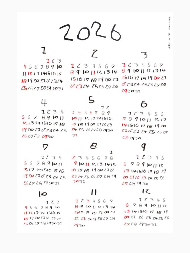 娘さんの字で作ったカレンダー（＠mitsuki____atelier.mさんより提供）