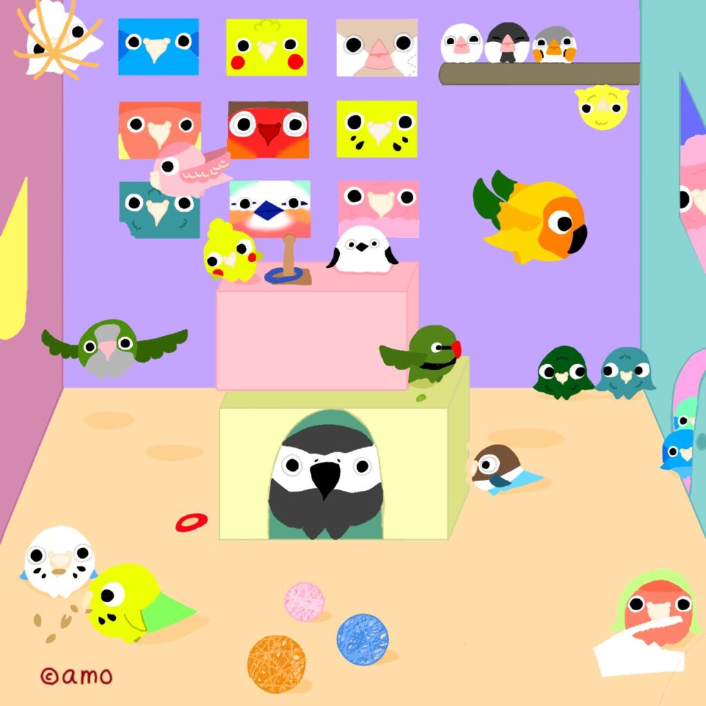 これまでに制作したイラストや模様のデザイン画②（＠at_cotorisさんより提供）