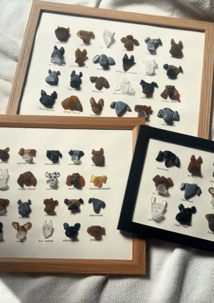 シーグラスで作ったわんわん図鑑（＠sea_skkuさんより提供）