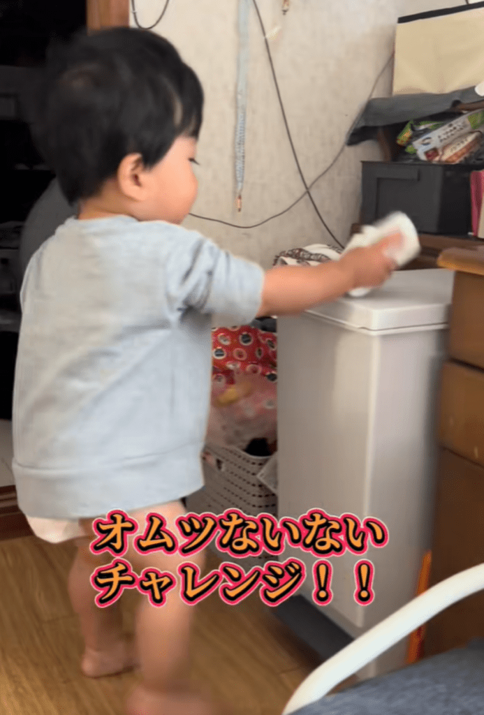 【実際の写真】頑張っておむつを捨てる息子さん