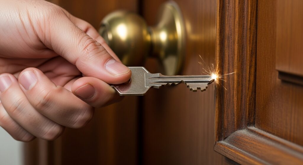 鍵を一度あてる